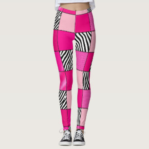 Roze zebraprint patchwork leggings