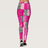 Roze zebraprint patchwork leggings (Achterkant)