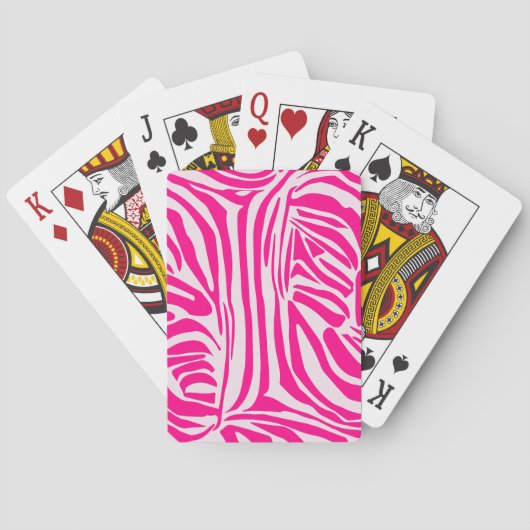 Roze zebraprint pokerkaarten (Achterkant)