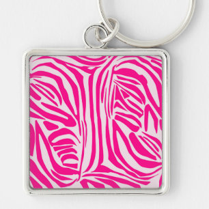Roze zebraprint sleutelhanger