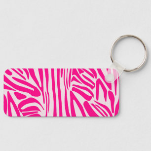 Roze zebraprint sleutelhanger