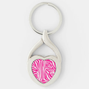 Roze zebraprint sleutelhanger
