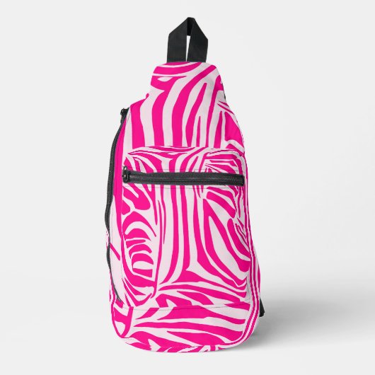 Roze zebraprint sling bag (Voorkant)