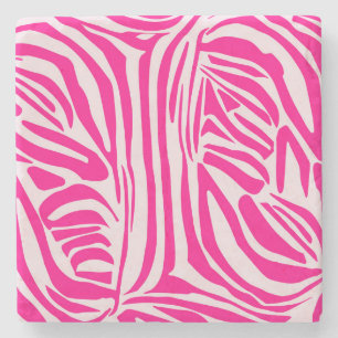 Roze zebraprint stenen onderzetter