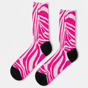 Roze zebraprintpatroon sokken