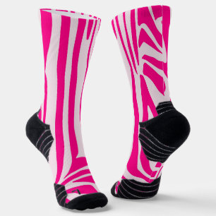 Roze zebraprintpatroon sokken