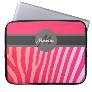 Roze zebrastrepen aanpasbare laptophoes laptop sleeve