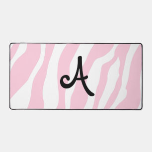 Roze zebrastrepen en monogram bureaumat