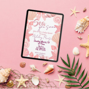 Roze "Zee je snel" Baby shower Kaart