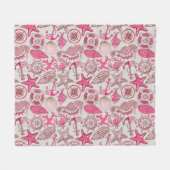 Roze Zee Patroon Fleece Deken (Voorkant (Horizontaal))