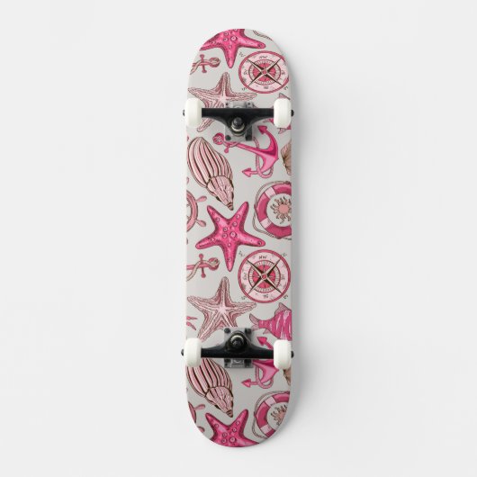 Roze Zee Patroon Skateboard (Voorkant)