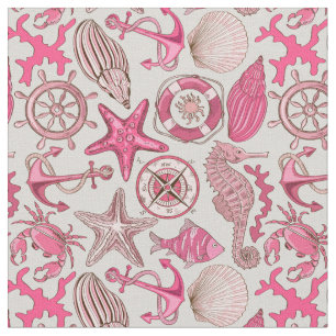 Roze Zee Patroon Stof