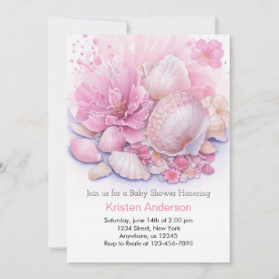Roze Zee Shell Celebration Zee Meisje Baby shower Kaart