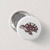Roze Zee Turtle Ronde Button 3,2 Cm (Voorkant /achterkant)