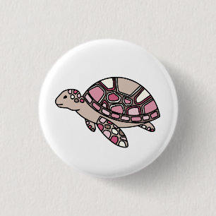 Roze Zee Turtle Ronde Button 3,2 Cm