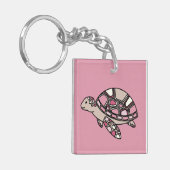 Roze Zee Turtle Sleutelhanger (Voorkant Links)