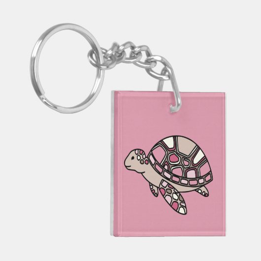 Roze Zee Turtle Sleutelhanger (Voorkant Links)