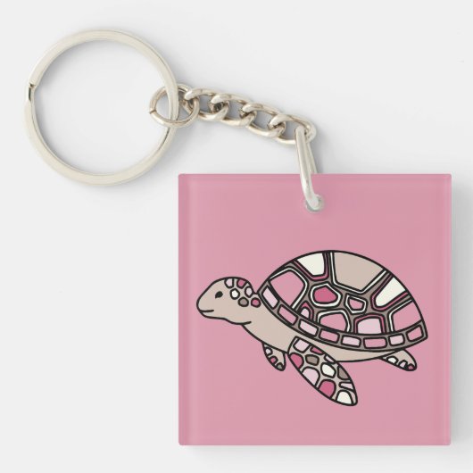 Roze Zee Turtle Sleutelhanger (Voorkant)