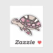 Roze Zee Turtle Sticker (Vel)