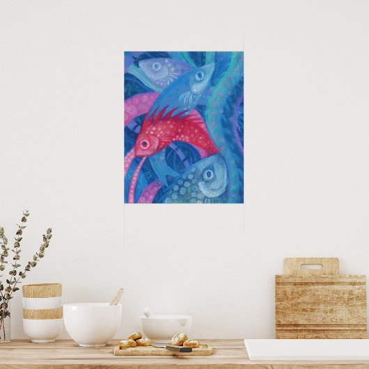 Roze Zee zeewier Poster (Keuken)