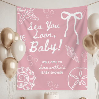Roze Zee Zie Je Binnenkort Baby Shower Decoraties, Wandkleed