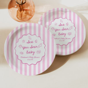 Roze Zee Ziet Je Straks Baby Kust Baby Shower Papieren Bordje