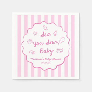 Roze Zee Ziet Je Straks, Baby Kust Baby Shower Servet