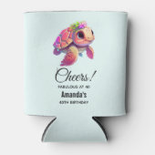 Roze Zeeen schildpad grillig & schattig Blikjeskoeler (Voorkant)