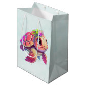 Roze Zeeen schildpad grillig & schattig Medium Cadeauzakje (Voorkant Gekanteld)