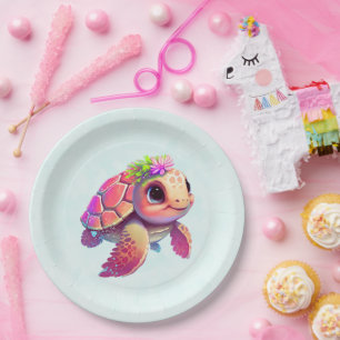Roze Zeeen schildpad grillig & schattig Papieren Bordje