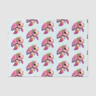 Roze Zeeen schildpad grillig & schattig patroon Tissuepapier
