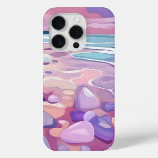 Roze Zeeglas, strand, in digitale kunst iPhone 15 Pro Case