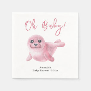 Roze Zeehond Baby Shower Servet