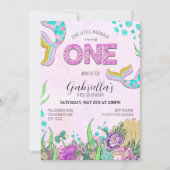 Roze Zeemeermin 1e verjaardag Kaart (Voorkant)