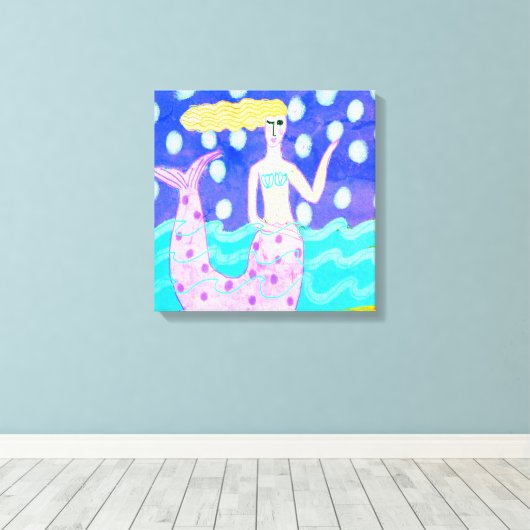 Roze Zeemeermin Abstracte digitale kunst Canvas Afdruk (Insitu (Houten vloer))