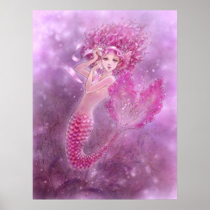 Roze Zeemeermin afdrukken Poster