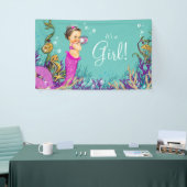 Roze Zeemeermin Baby shower Spandoek (Beurs)