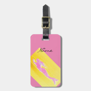 roze zeemeermin bagagelabel