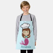 Roze Zeemeermin Chef personaliseert Kinderen Apron Schort (Gedragen)