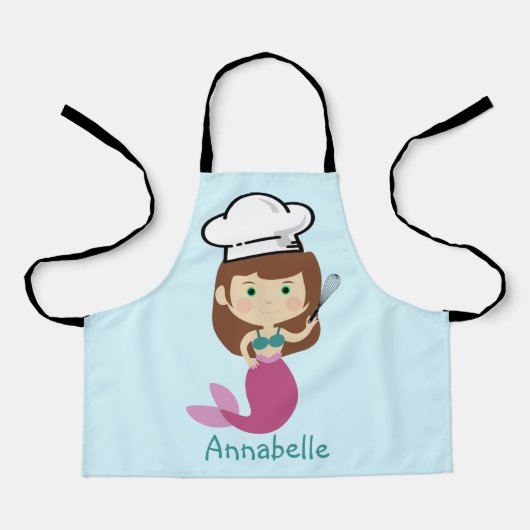 Roze Zeemeermin Chef personaliseert Kinderen Apron Schort (Voorkant)