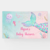 Roze zeemeermin onder het Baby shower Zee Spandoek (Horizontaal)