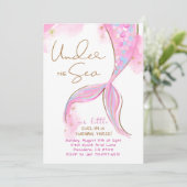 Roze Zeemeermin Verjaardagsfeestje onder het Zee Z Kaart (Staand voorkant)
