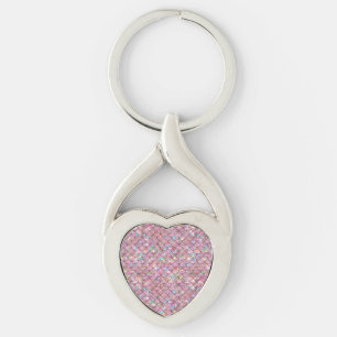 Roze Zeemeermin Vis Schalen Holografische Elegant Sleutelhanger