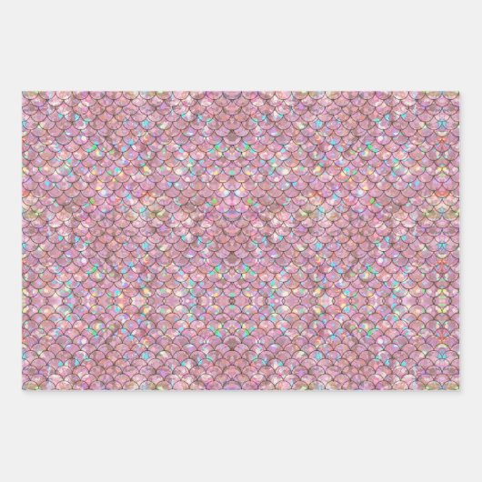 Roze Zeemeermin Vissen Schalen Holografische Decou Inpakpapier Vel (Voorkant 3)