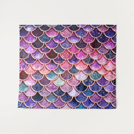 Roze zeemeerminnende glitterschalen - Zeemeerminne Wandkleed (Voorkant (horizontaal))