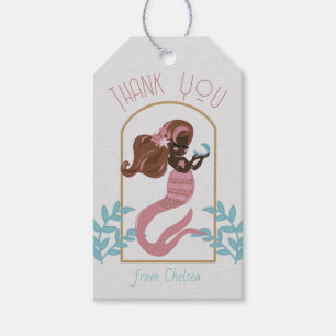 Roze Zeemeerminnende meisjes Verjaardag Gift Label Cadeaulabel