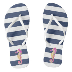 roze zeepaardje op jachtstrepen teenslippers