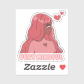 Roze Zeer Mindful, Schattigee Anime Black Girl Sticker (Vel)