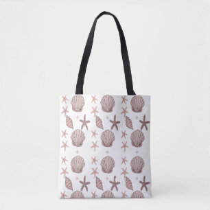Roze Zeeschelp Patroon – Strand Vibes Zomer Design Draagtas