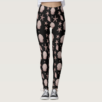Roze Zeeschelp Patroon – Strand Vibes Zomer Design Leggings